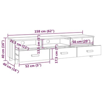 Tv-meubel HAMAR 158x40x40 cm massief grenenhout honingbruin 8