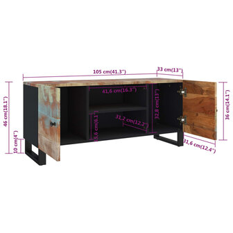 Tv-meubel 105x33x46 cm massief teruggewonnen hout 10