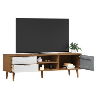 Tv-meubel MOLDE 158x40x49 cm massief grenenhout bruin 3