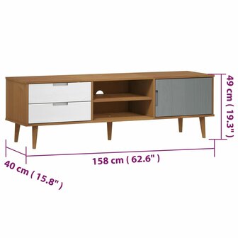 Tv-meubel MOLDE 158x40x49 cm massief grenenhout bruin 8