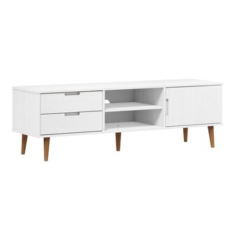 Tv-meubel MOLDE 158x40x49 cm massief grenenhout wit 2