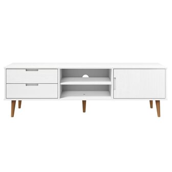 Tv-meubel MOLDE 158x40x49 cm massief grenenhout wit 4