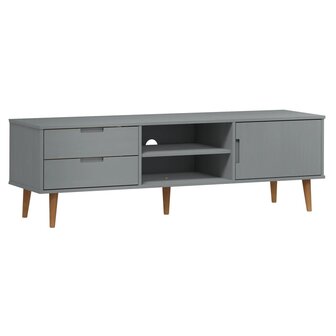 Tv-meubel MOLDE 158x40x49 cm massief grenenhout grijs 2