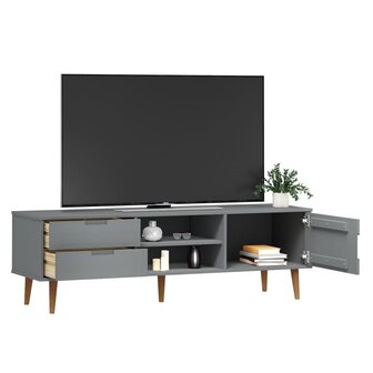 Tv-meubel MOLDE 158x40x49 cm massief grenenhout grijs 3