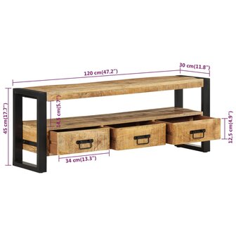 Tv-meubel 120x30x45 cm massief mangohout 7