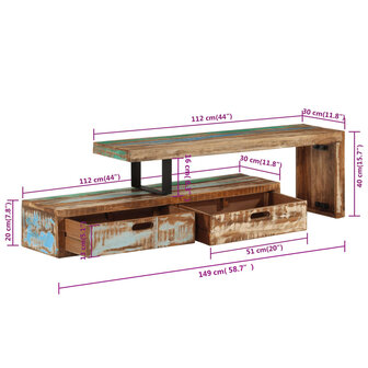 Tv-meubel massief gerecycled hout 9