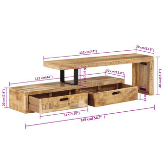 Tv-meubel massief mangohout 8