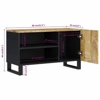 Tv-meubel 80x33x46 cm massief mangohout en bewerkt hout 9