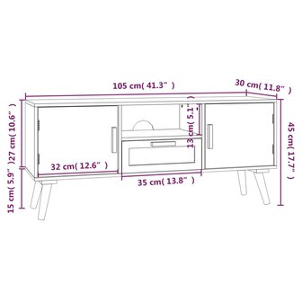 Tv-meubel met deuren 105x30x45 cm bewerkt hout 7