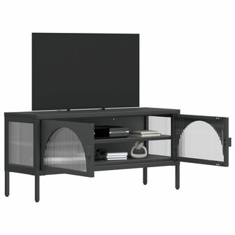 Tv-meubel 105x35x50 cm glas en staal zwart 4