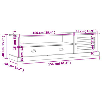 Tv-meubel VIGO 156x40x40 cm massief grenenhout 9