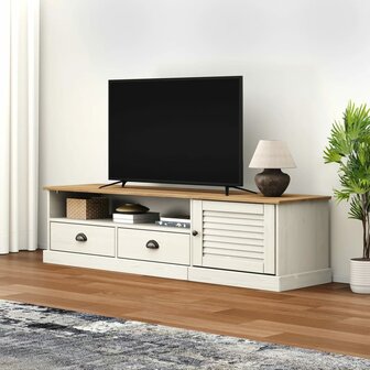 Tv-meubel VIGO 156x40x40 cm massief grenenhout wit 1