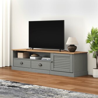 Tv-meubel VIGO 156x40x40 cm massief grenenhout grijs 1