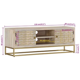 Tv-meubel 110x30x40 cm massief gebleekt mangohout 10