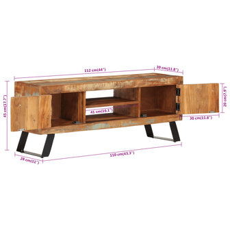 Tv-meubel 112x30x45 cm massief gerecycled hout 10