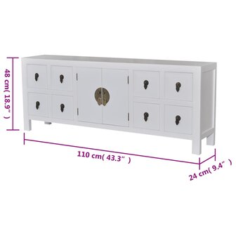 Tv-meubel 110x24x48 cm bewerkt hout wit 9