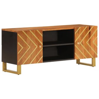 Tv-meubel 105x33,5x46 cm massief mangohout bruin en zwart 2