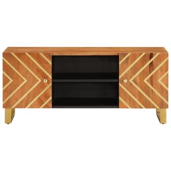 Tv-meubel 105x33,5x46 cm massief mangohout bruin en zwart 4