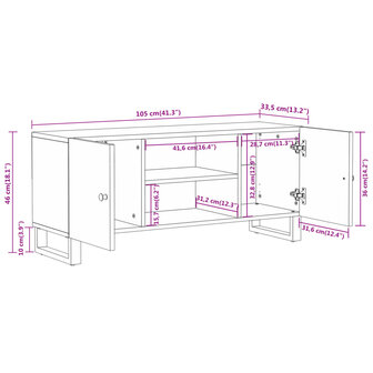 Tv-meubel 105x33,5x46 cm massief mangohout bruin en zwart 11