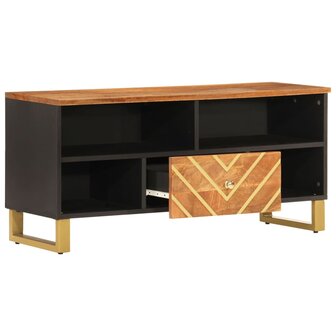 Tv-meubel 100x33,5x46 cm massief mangohout bruin en zwart 3