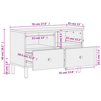 Tv-meubel 70x33x46 cm massief mangohout zwart 10