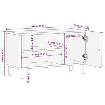 Tv-meubel 80x31x46 cm massief mangohout zwart 11