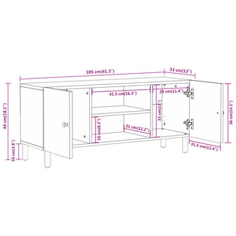 Tv-meubel 105x33x46cm massief mangohout 10