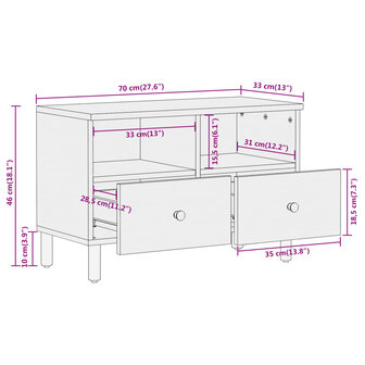 Tv-meubel 70x33x46 cm massief mangohout 11