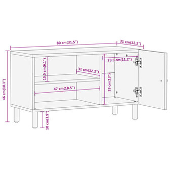 Tv-meubel 80x31x46 cm massief mangohout 11