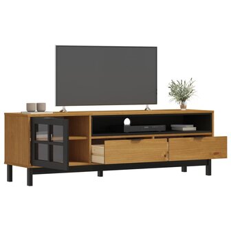 TV-meubel met glazen deur FLAM 158x40x50 cm massief grenenhout 3