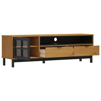 TV-meubel met glazen deur FLAM 158x40x50 cm massief grenenhout 4