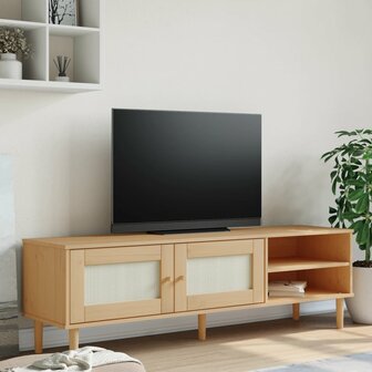 Tv-meubel SENJA 158x40x49 cm rattan-look grenenhout bruin 1