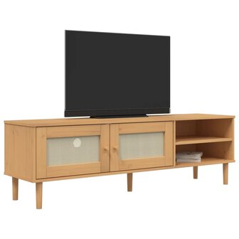 Tv-meubel SENJA 158x40x49 cm rattan-look grenenhout bruin 3