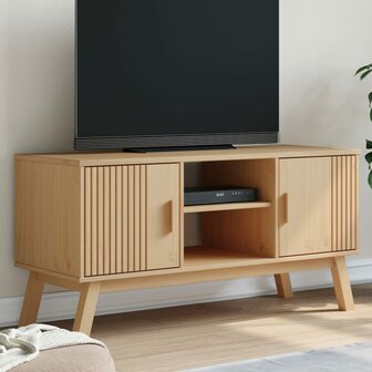 Tv-meubel OLDEN 114x43x57 cm massief grenenhout bruin 1