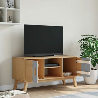 Tv-meubel OLDEN 114x43x57 cm grenenhout grijs en bruin 4