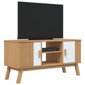 Tv-meubel OLDEN 114x43x57 cm massief grenenhout wit en bruin 5