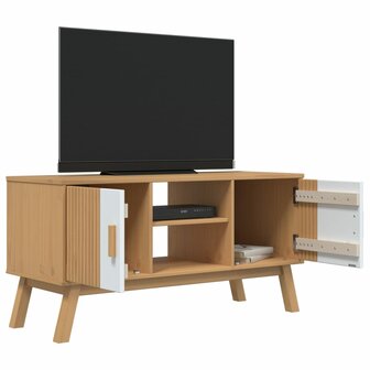 Tv-meubel OLDEN 114x43x57 cm massief grenenhout wit en bruin 6