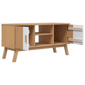 Tv-meubel OLDEN 114x43x57 cm massief grenenhout wit en bruin 7