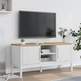 Tv-meubel FLORO 114x43x55 cm massief grenenhout wit 3