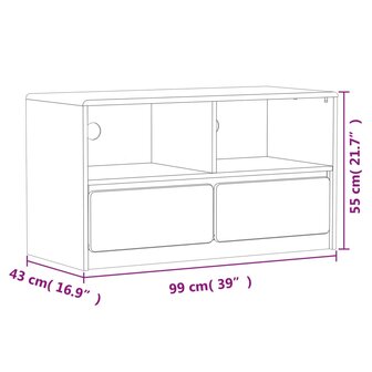 Tv-meubel SAUDA 99x43x55 cm massief grenenhout eikenkleurig 8