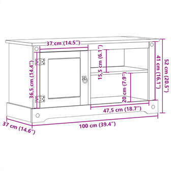 Tv-meubel Corona 100x37x52 cm massief grenenhout 9