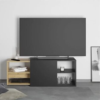 FMD Tv-kast met 2 open vakken 133,5x39,9x49,2 cm zwart &amp; artisan eiken 1