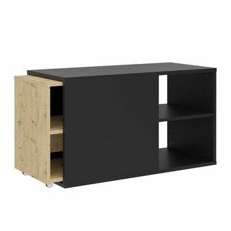 FMD Tv-kast met 2 open vakken 133,5x39,9x49,2 cm zwart &amp; artisan eiken 2