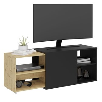 FMD Tv-kast met 2 open vakken 133,5x39,9x49,2 cm zwart &amp; artisan eiken 3