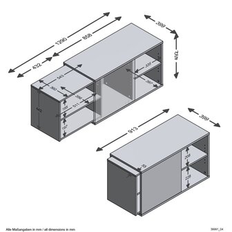 FMD Tv-kast met 2 open vakken 133,5x39,9x49,2 cm zwart &amp; artisan eiken 6