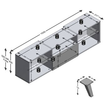 FMD TV-meubel 153,5x31,7x52 cm zwart 7