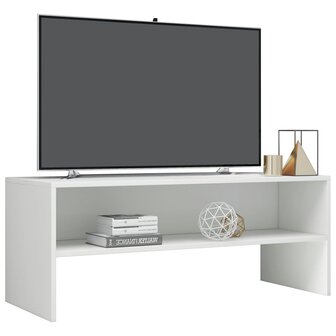 Tv-meubel 100x40x40 cm bewerkt hout hoogglans wit 3