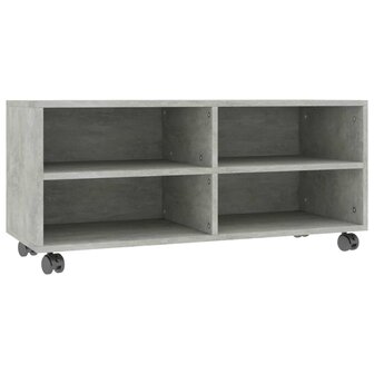 Tv-meubel met wieltjes 90x35x35 cm bewerkt hout betongrijs 2