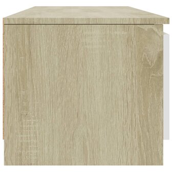 Tv-meubel 140x40x35,5cm bewerkt hout wit en sonoma eikenkleurig 5