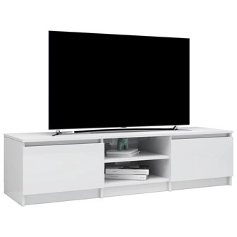 Tv-meubel 140x40x35,5 cm bewerkt hout hoogglans wit 3